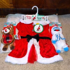 MRS. CLAUSE COSTUME and RUDOLPH ROPE and PLUSH TOYS